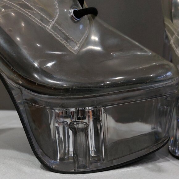 💥KILLER BOOTS!💥DOLLS KILL CURRENT MOOD TRANSPARENT PLATFORM LACE -UP BOOTS - Picture 10 of 16